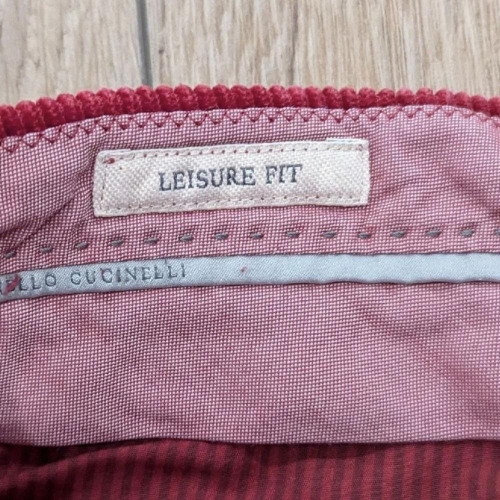 $1495 Mens Brunello Cucinelli Solid Corduroy Pants Rosso 48 US 32 - Picture 7 of 9